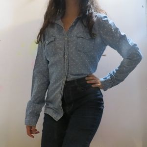 Chambray juniors long-sleeve button-up